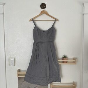 Talbots 6P Black Gingham Midi Fit And Flare Sweetheart Neckline With Straps